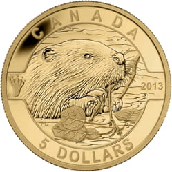 2013 $5 O Canada - The Beaver 1/10oz. Pure Gold Coin